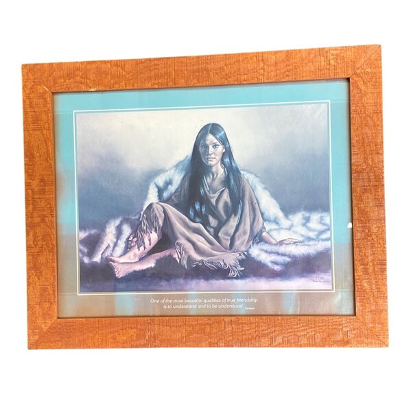 P. Chosa Other - Framed Native American Woman Portrait Art Print W/ Quote By Seneca